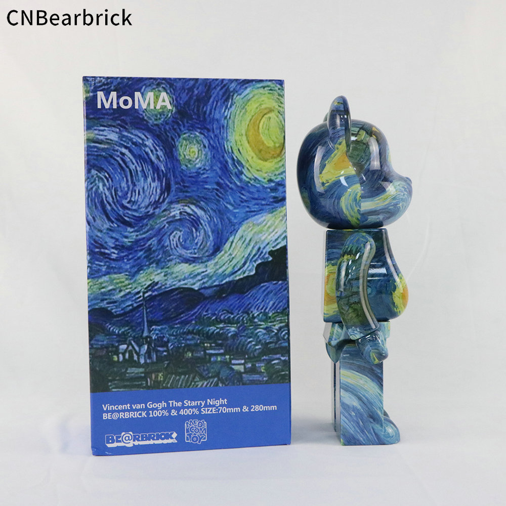 Bearbrick Bear Van Gogh Starry Moon Night 400%/1000% KAW Doll Figure Blind Box Toy