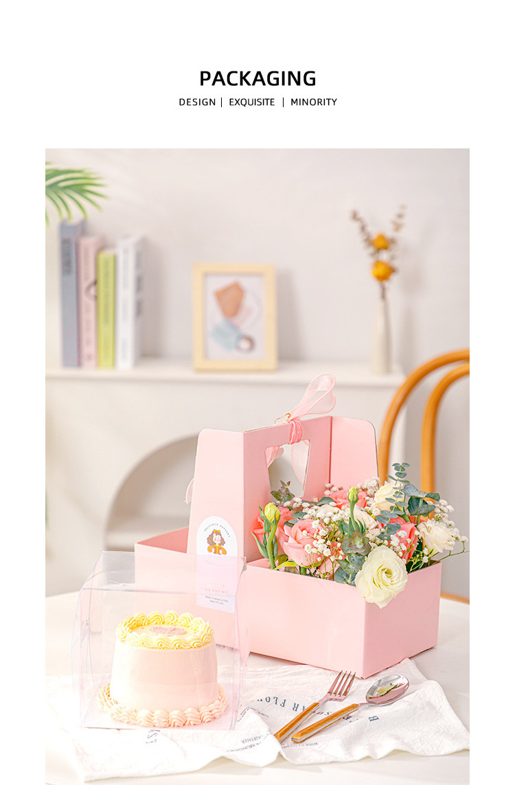 Birthday Cake Box For Valentine's Day Gift Carrying Flower Box Mother's Day Gift Cake Packing Boxes