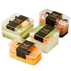 Cake snack candy cookie box plastic transparent injection molded square box dessert tiramisu cake transparent box