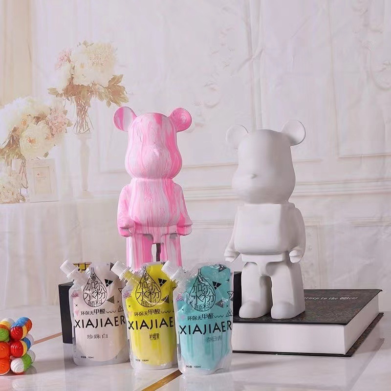 Factory Wholesale Diy Resin Craft White  Bear Figurine 28cm 50cm 80cm Size Bear Sculpture Fluid Bear Bearbrick Blank