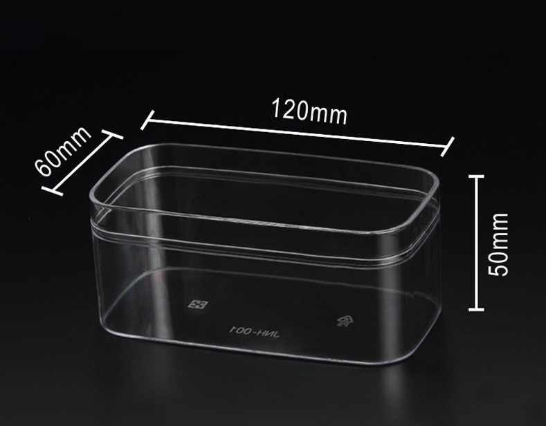 Cake snack candy cookie box plastic transparent injection molded square box dessert tiramisu cake transparent box