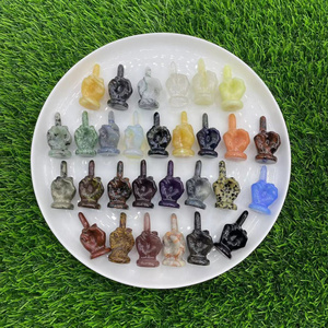 5cm Natural Stone No One In The Eye Semi-precious Stone Carved Vertical Middle Finger Crystal Stone