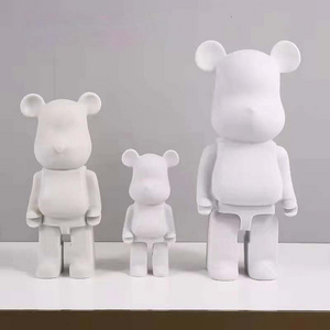 Factory Wholesale Diy Resin Craft White  Bear Figurine 28cm 50cm 80cm Size Bear Sculpture Fluid Bear Bearbrick Blank