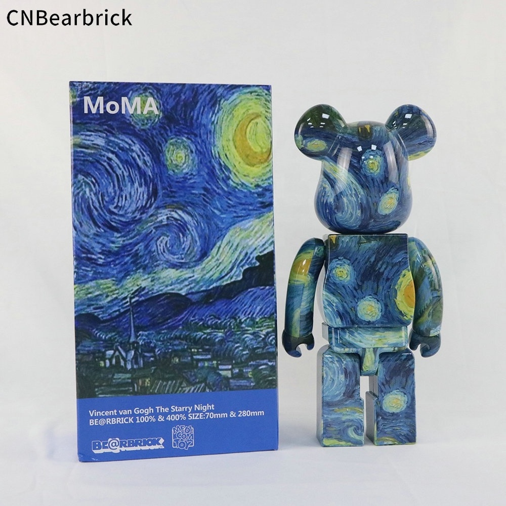 Bearbrick Bear Van Gogh Starry Moon Night 400%/1000% KAW Doll Figure Blind Box Toy