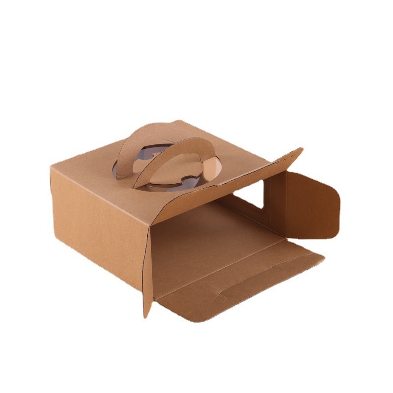 Cheesecake Dessert Takeaway Paper Box 4/6/8 inch Packing Boxes Baked Snacks Windowed Pizza cake Kraft Box with Handle