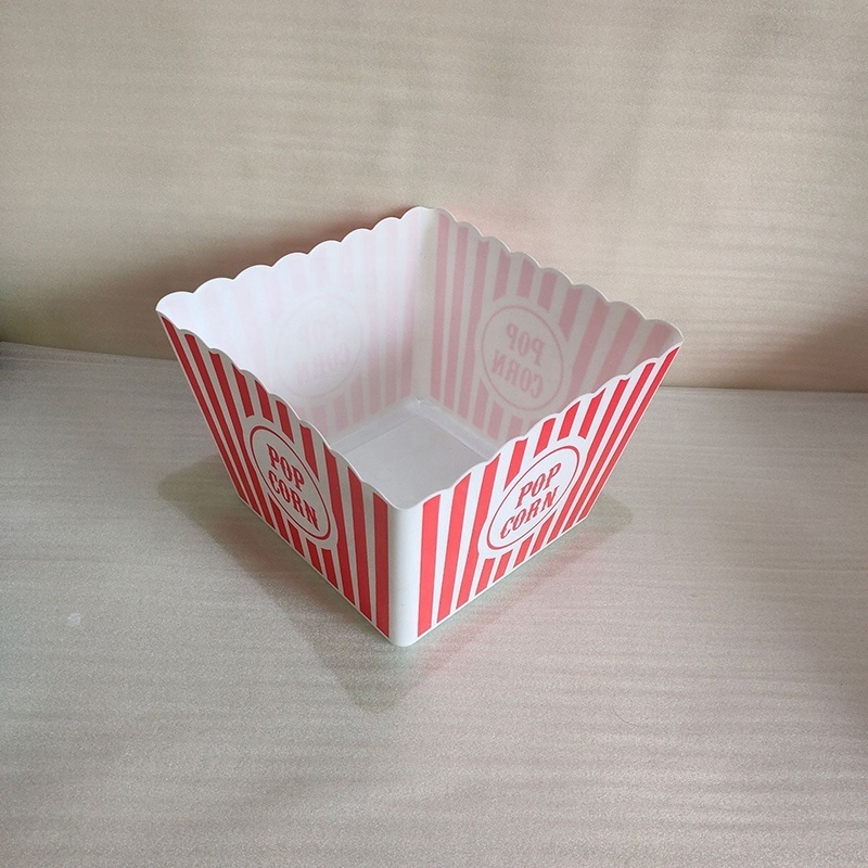 Custom Logo Square Popcorn Boxes BPA Free Plastic Open-Top Tub Large Reusable Popcorn Bucket Tub