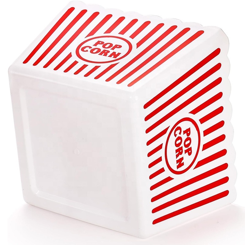 Custom Logo Square Popcorn Boxes BPA Free Plastic Open-Top Tub Large Reusable Popcorn Bucket Tub