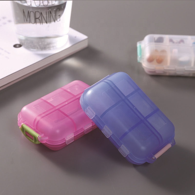 Small Travel Pill Organizer 10 Grid  Pocket Pharmacy, Med Wallet Handy Pill Holder Box Portable Medicine Container Case