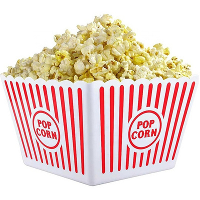 Custom Logo Square Popcorn Boxes BPA Free Plastic Open-Top Tub Large Reusable Popcorn Bucket Tub