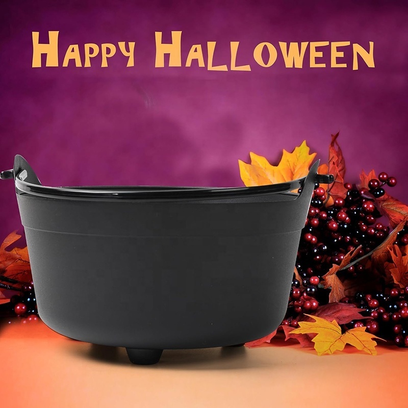 Halloween Black Cauldron Trick or Treat Candy Buckets Jumbo Plastic Candy Basket Bowl Holder with Handle