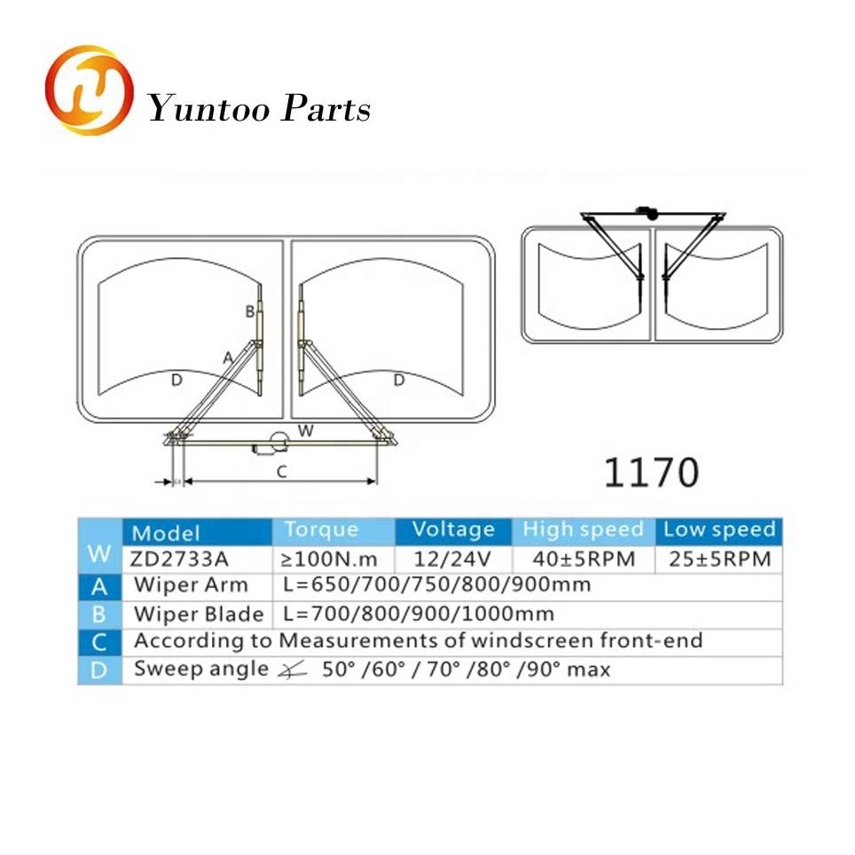 80w 24v wiper motor bus ordered WIPER ASSEMBLY with good quality OEM stainless steel wiper arm