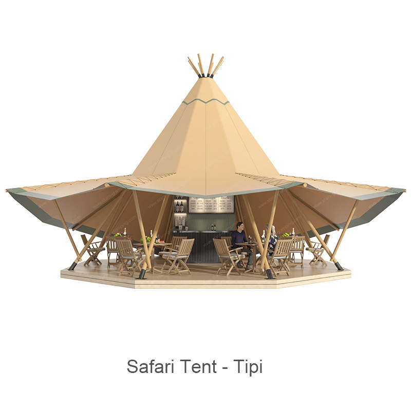 Tipi - Safari Tent Canvas Pyramid Picnic Large Glamping Tente For Restaurant