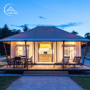 2-4 Persons Two Story Glamping Waterproof Tents With Two Bathroom For Sales