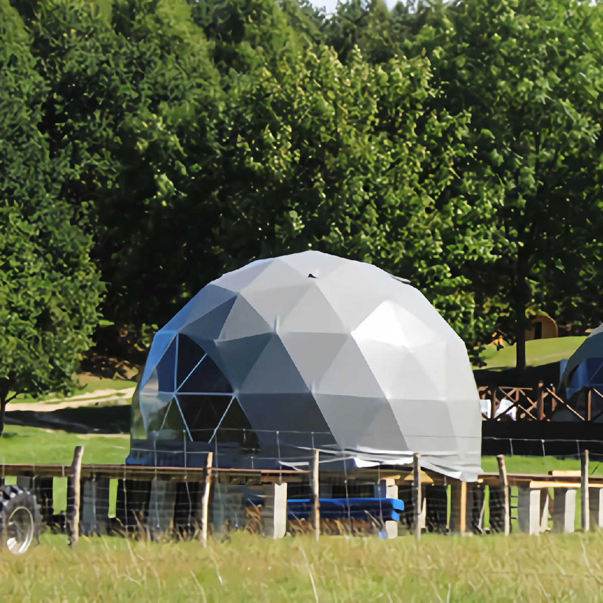 Waterproof  6M Glamping Geo Dome Tent With Wooden Door