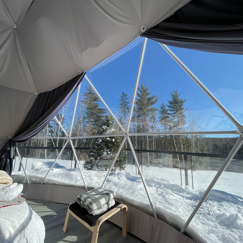 Strong Wind Resistance Glamping Geodesic Dome Tent On Mountain