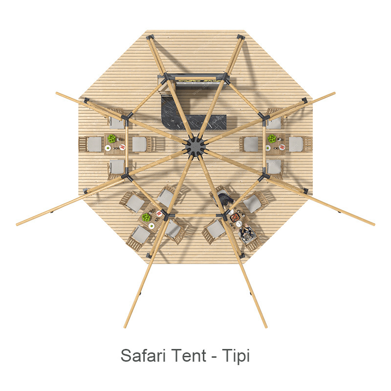 Tipi - Safari Tent Canvas Pyramid Picnic Large Glamping Tente For Restaurant