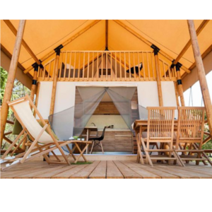 Prefabricated  Wooden Structured  Hotel Tent Luxury Glamping Loft Safari Tent