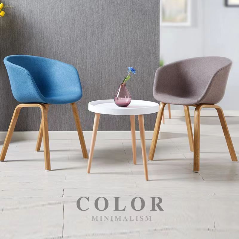 Modern Nordic simple fashion light luxury office negotiation solid wood back desk, soft package dining chair, armstool