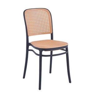 Rattan plastic chair Nordic household stackable dining chair, outdoor leisure back chair, small apartment armrest desk and chair