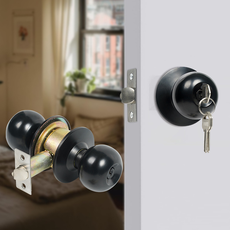 Entry Privacy Bedroom Door Tubular Knob Lock Key Stainless Steel Double Ball Round Cylinder Door Knob Lock