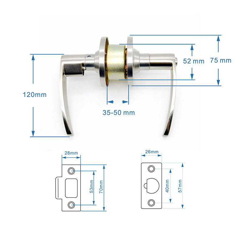 Privacy Lever Lock with ANSI Grade 2 Commercial Grade Heavy Duty Bathroom Privacy Handle Lock