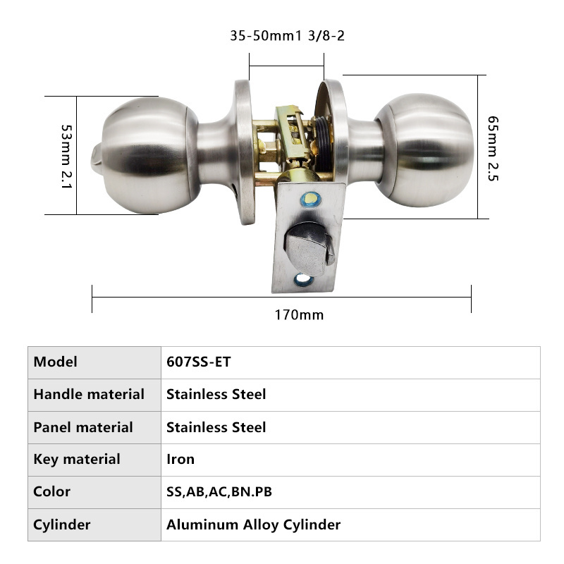 Wholesale stainless steel double sided key cylindrical price knob door cylinder lock door handle lock