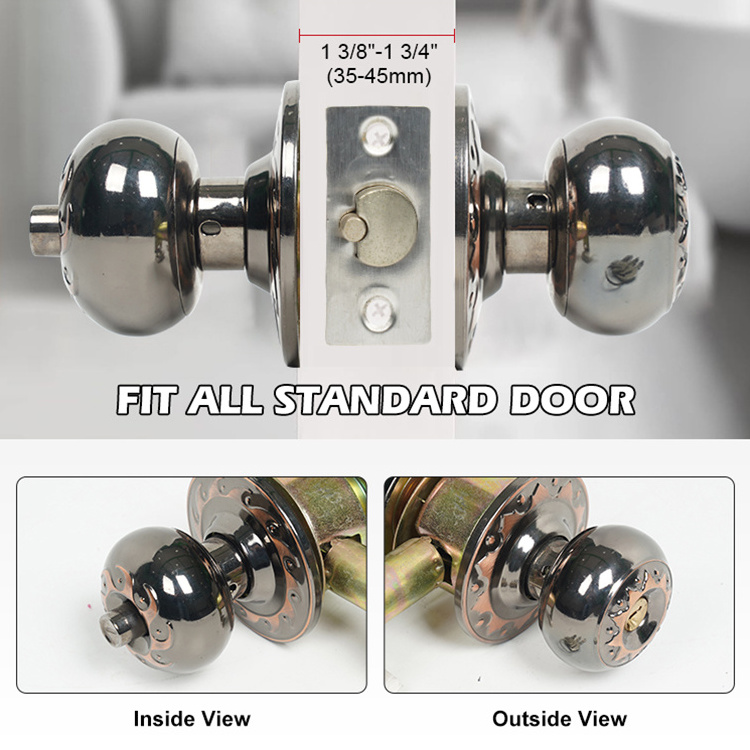 Hot Selling Iron Round White Keyed Privacy Lever Entry Door Knob Locks Set With Keys Round Double Bolt Door Lock