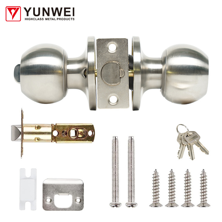 High Quality Mechanical Key Unlock Easy Install Stainless Steel Knob Door Lock Lock Low Price Top Security Lock