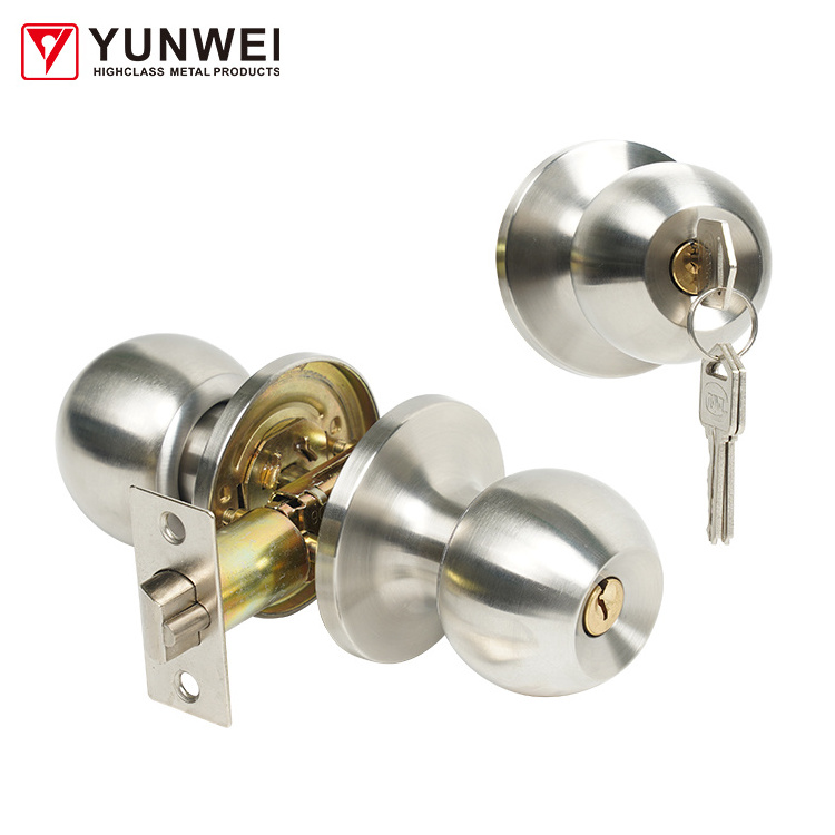 High Quality Mechanical Key Unlock Easy Install Stainless Steel Knob Door Lock Lock Low Price Top Security Lock