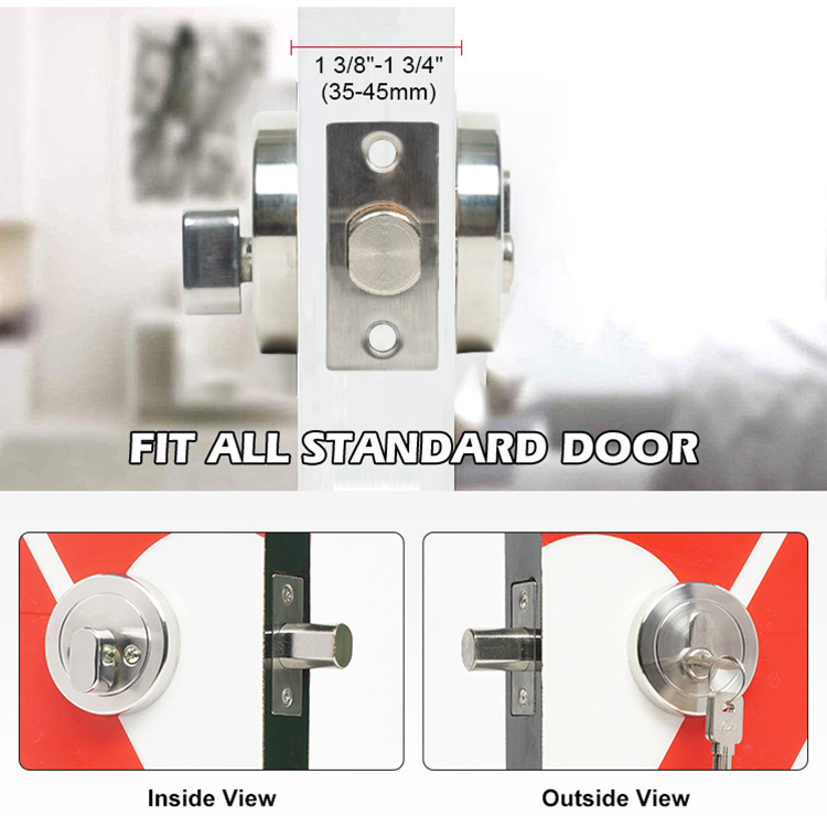 American Deadbolt Lock Heavy Duty Entrance Security Round Stainless Steel Single Sided Cylinder Dead Bolt Door Lock