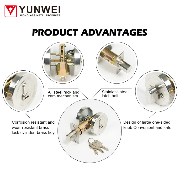 American Deadbolt Lock Heavy Duty Entrance Security Round Stainless Steel Single Sided Cylinder Dead Bolt Door Lock