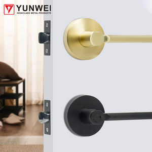 Modern Round Privacy Bathroom Interior Matte Black Zinc Bronze Door Lever Handle Lock Contemporary Door Handle Lock