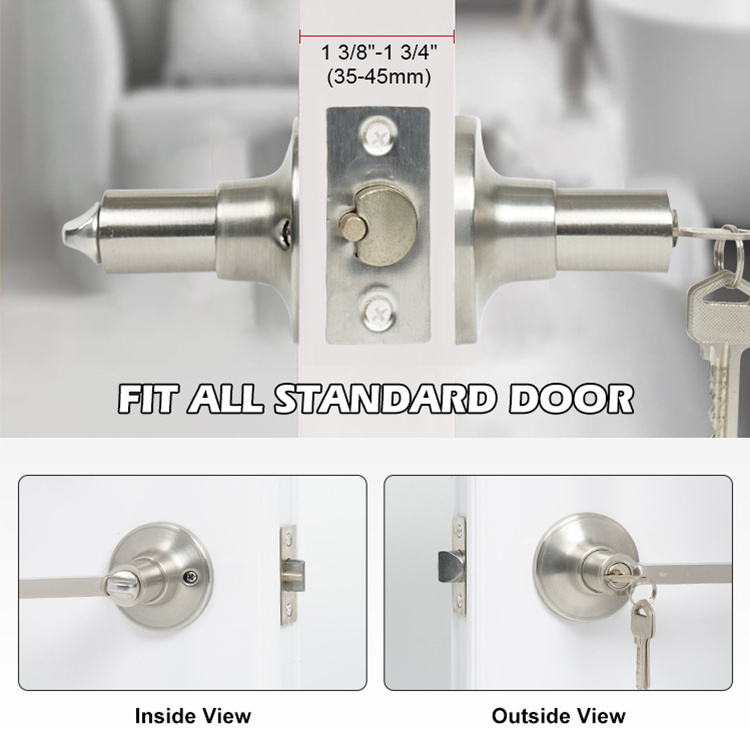 High Security Tubular Lever Lockset Stainless Steel Door Locks Handle Lock For Use In Exterior And Interior Doors