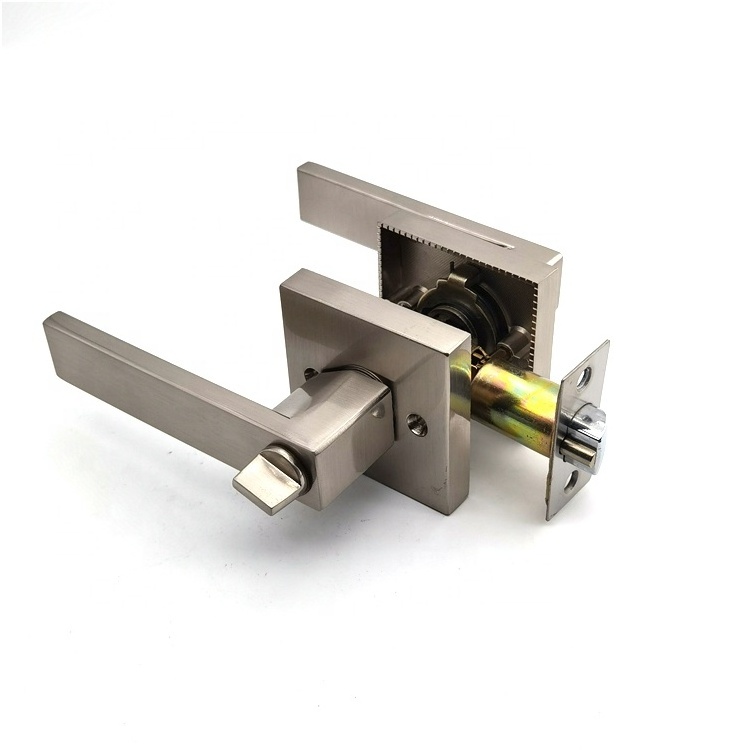 Heavy Duty  Zinc alloy high-end Exterior Door and Front Door Entrance Privacy Passage Lever Satin Nickel Finish Door Lock Handle