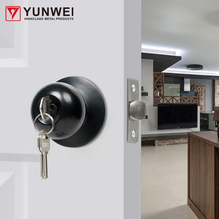 Entry Privacy Bedroom Door Tubular Knob Lock Key Stainless Steel Double Ball Round Cylinder Door Knob Lock