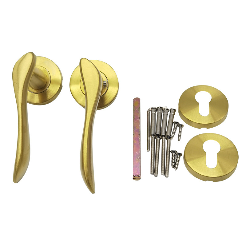 Contemporary gold tubular leverset door locks and handles door handle lock set