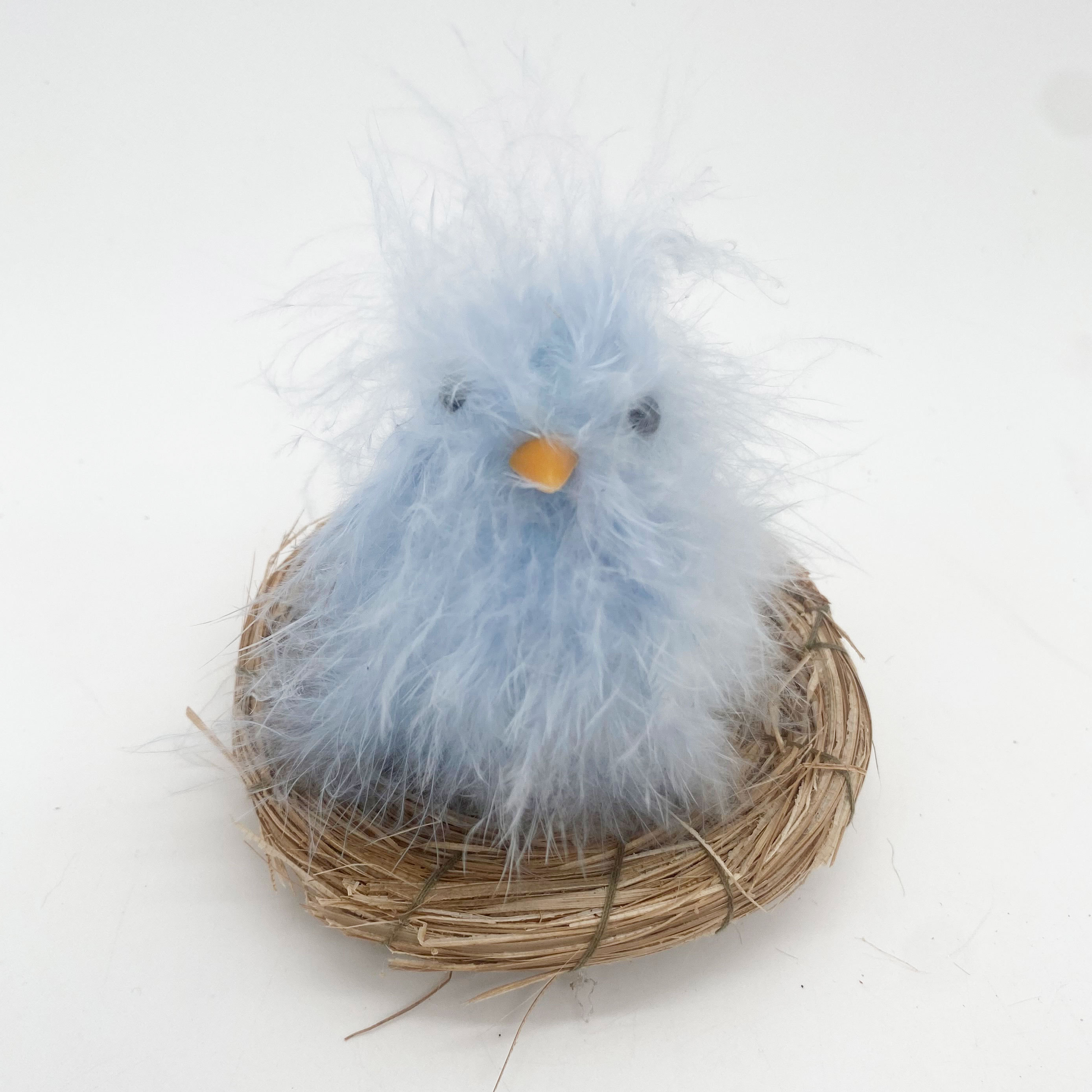 2024 New Design Easter Decoration Plush Chicken Nest  Artificial Small Table Ornaments Feather animal