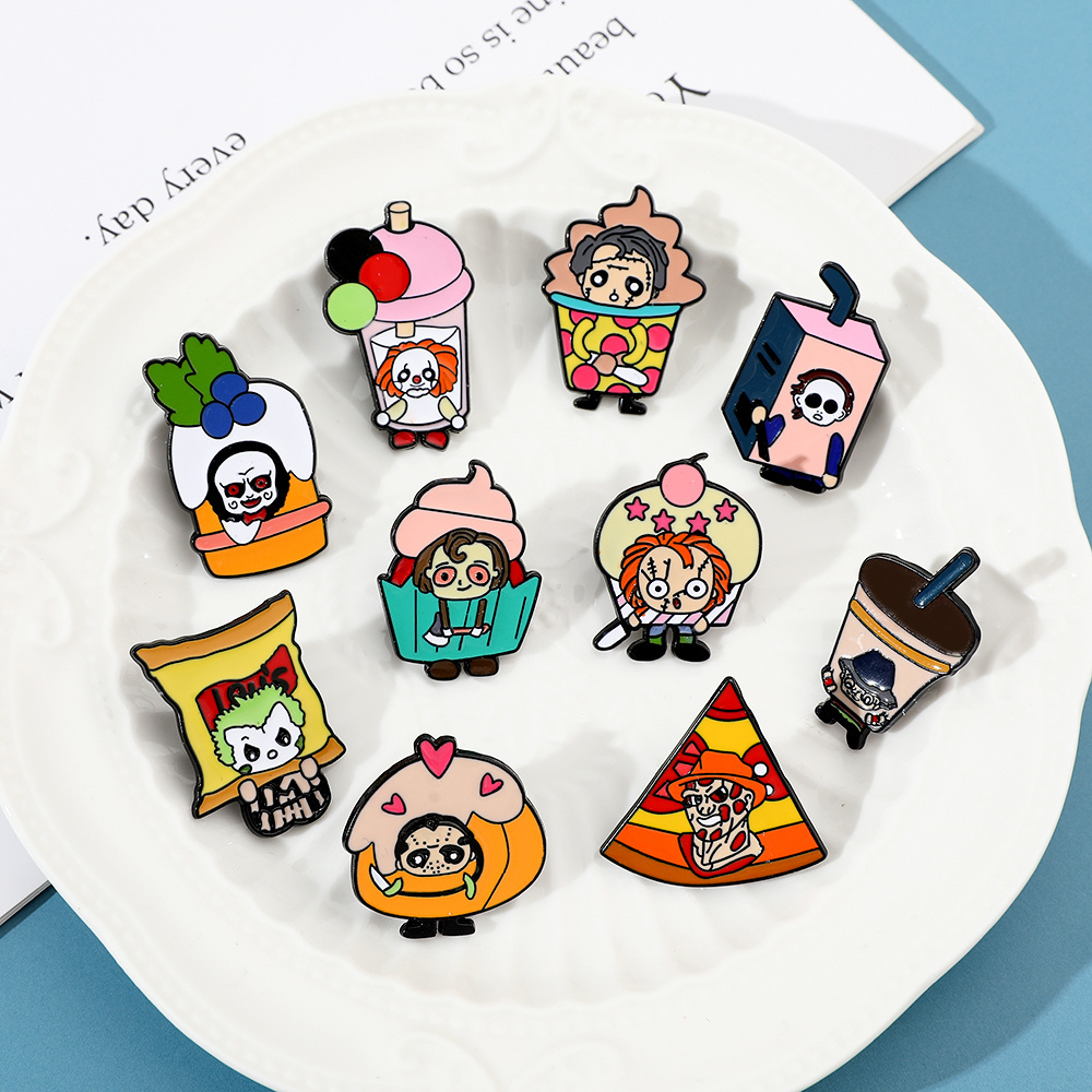 Funny Anime Pins for Clothes Halloween Joker Women's Brooch Jewelry Enamel Pin Metal Badges on Backpack Hat Horror Scream Pines