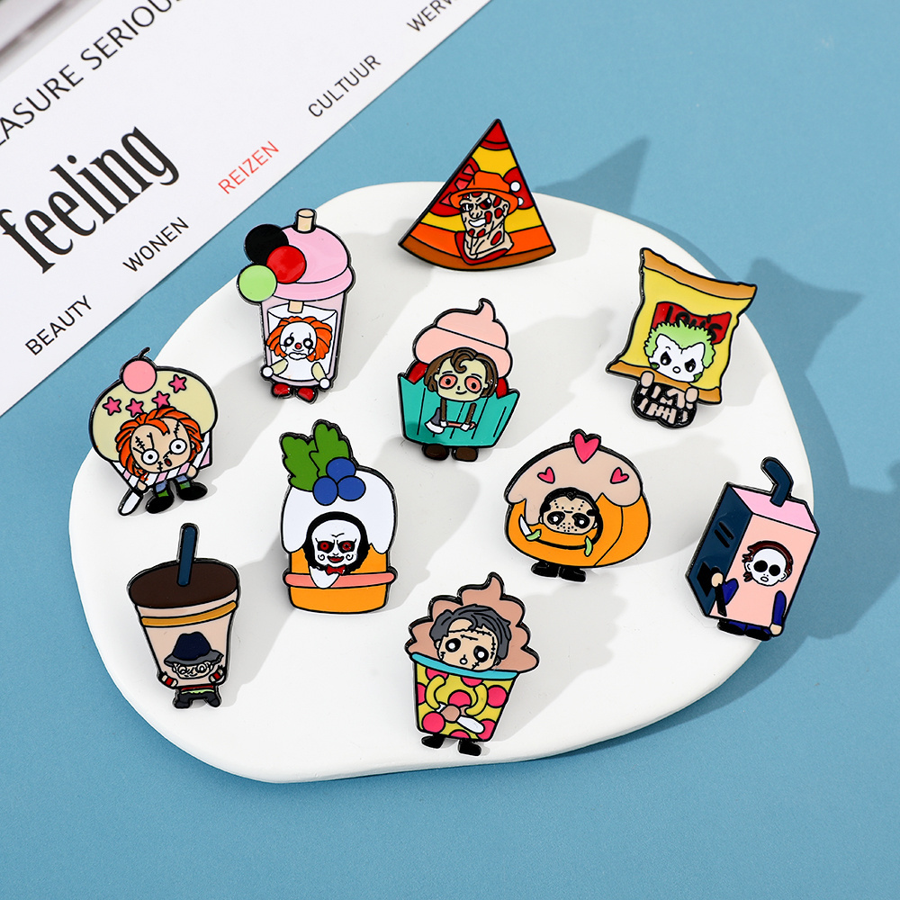 Funny Anime Pins for Clothes Halloween Joker Women's Brooch Jewelry Enamel Pin Metal Badges on Backpack Hat Horror Scream Pines