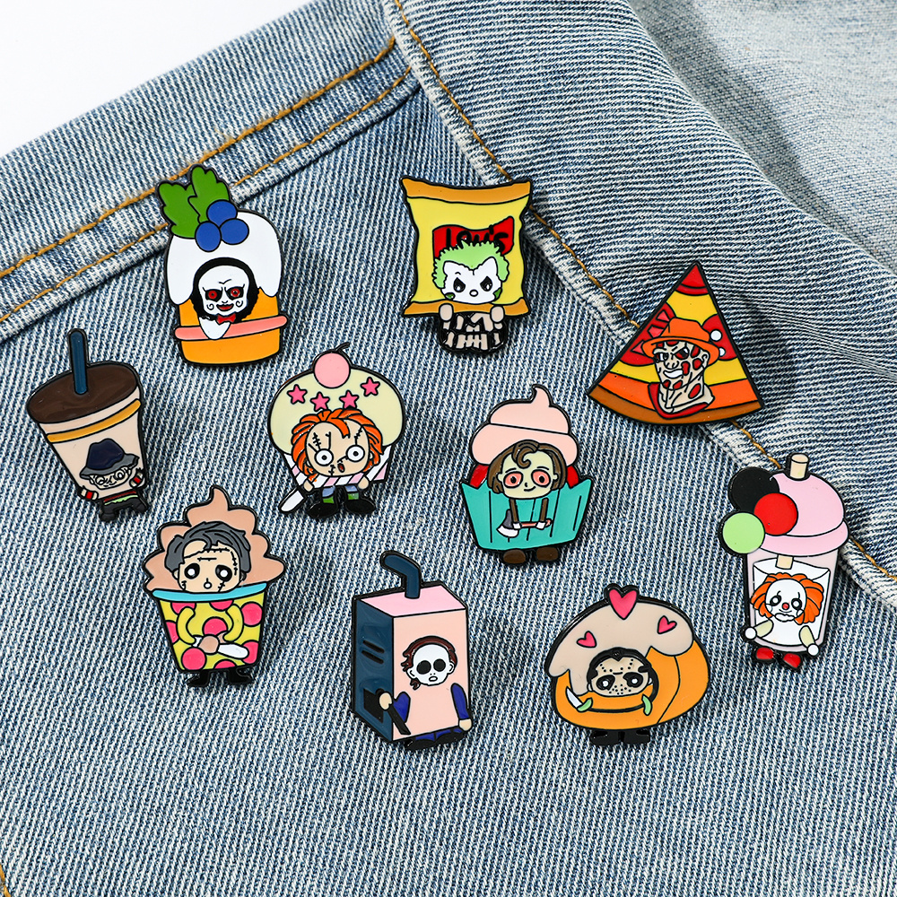 Funny Anime Pins for Clothes Halloween Joker Women's Brooch Jewelry Enamel Pin Metal Badges on Backpack Hat Horror Scream Pines