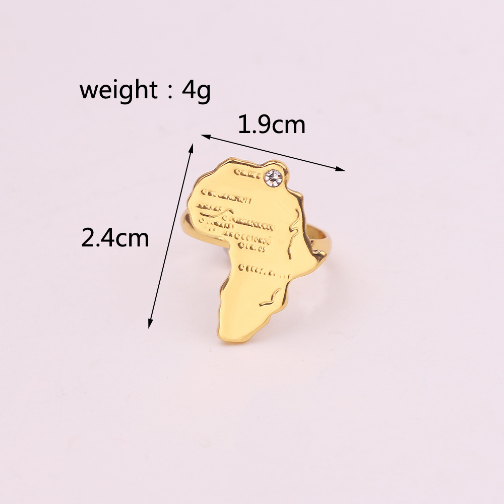 Vintage Open Adjustable Ring for Unisex Gold Plated African Map Design Zinc Alloy Gifts Parties Anniversaries