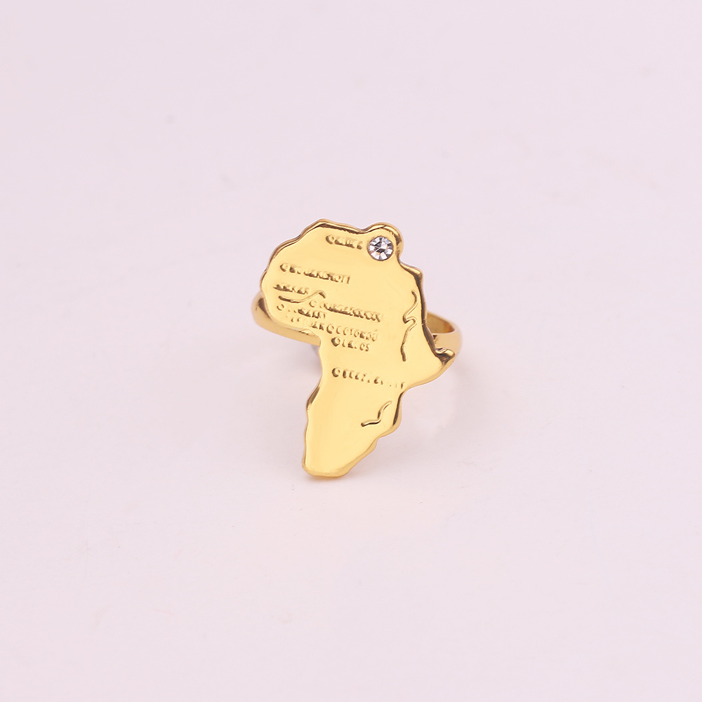 Vintage Open Adjustable Ring for Unisex Gold Plated African Map Design Zinc Alloy Gifts Parties Anniversaries