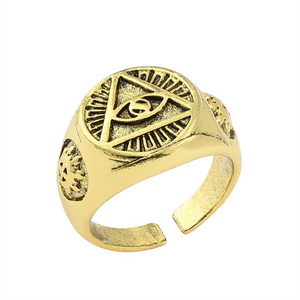 Vintage Men's Punk Jewelry Accessories Eye of Horusring Illuminati Triangle Freemason Ring Alloy for Party Occasion