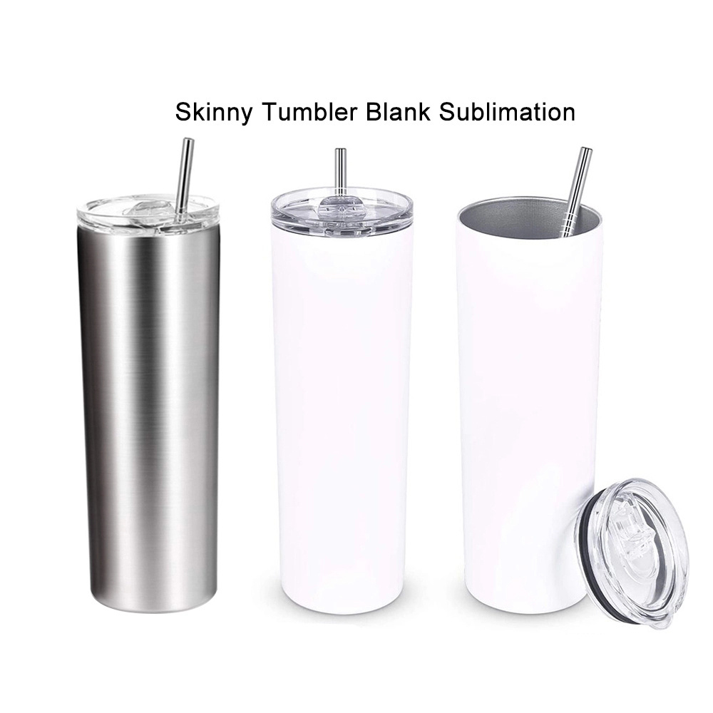 In Bulk In Stock Wine Double Wall Stainless Steel White Blank 20 Oz Sublimation Straight Tumblers Mug Cup With Lid Metal Straws