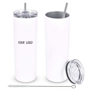 In Bulk In Stock Wine Double Wall Stainless Steel White Blank 20 Oz Sublimation Straight Tumblers Mug Cup With Lid Metal Straws