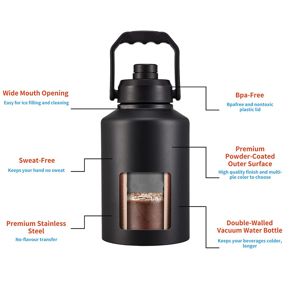 Custom Label Portable 2 Litre 1 Gallon Reusable Eco Friendly Bpa Free Water Bottle Of Water