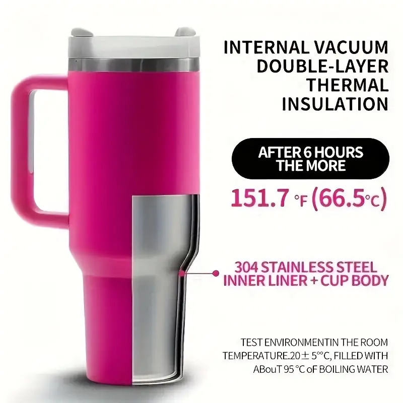 Custom Logo Double Walled Insulated Vacuum Silicone Bottom Stainless Steel 40Oz Tumbler With Straw Handle And Leakproof Lid