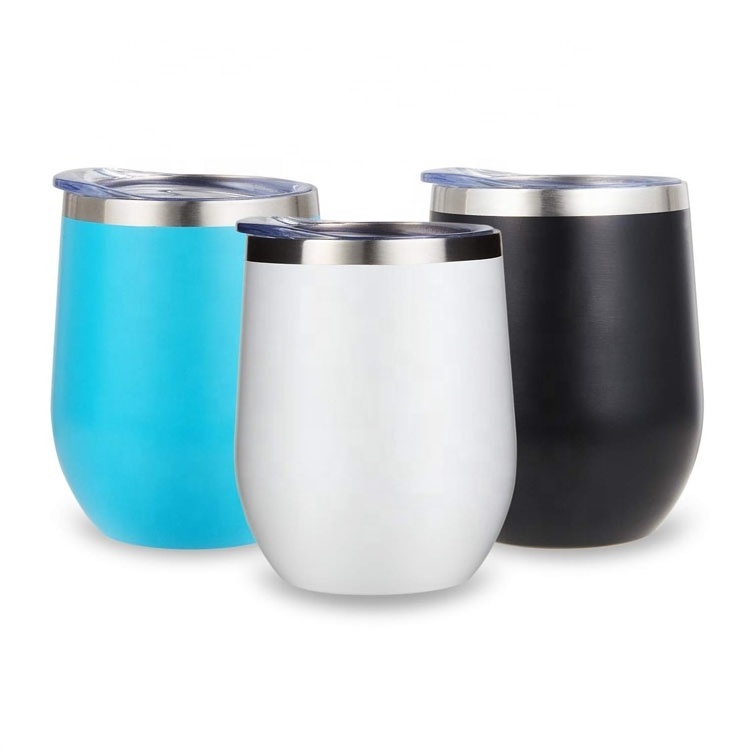 Wholesale 12Oz Stainless Steel Insulated Wine Glass Travel Coffee Mug Tumbler With Lid