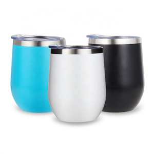 Wholesale 12Oz Stainless Steel Insulated Wine Glass Travel Coffee Mug Tumbler With Lid