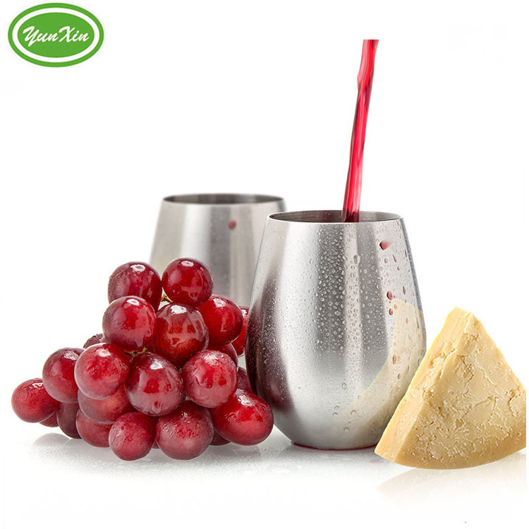 Unbreakable Shatterproof Dishwasher Safe 18 OZ Stainless Steel Stemless Wine Cup,Tumbler